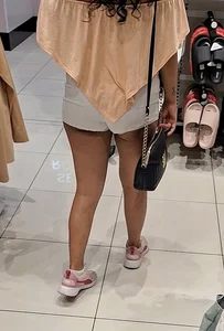 Brunette in white shorts, VPL + cheeks out [oc]