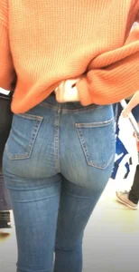 Teen in tight jeans with a good butt