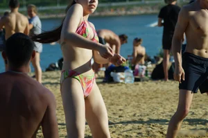 Cute Skinny Teen in Swimsuit Beach Candid Gallery