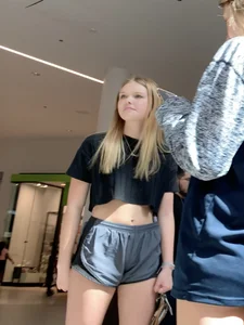 Incredible blonde beauty at mall