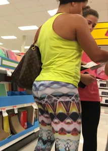 Milf shopping at Target in patterned leggings