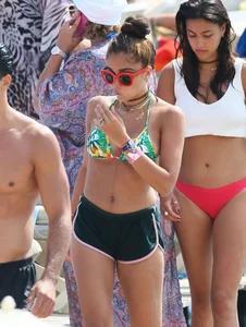 Lourdes Leon in bikinis at a beach in Cannes