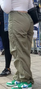 Jiggly round ass of a blonde beauty in cargo pants + Face shots