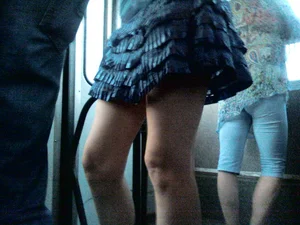 Bus Creepshot - Funny Looking Skirt and Sexy Legs