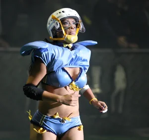 Sexy female football players with hot bodies