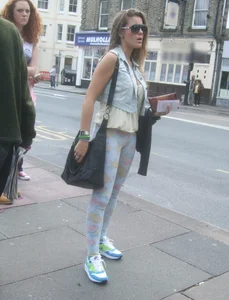Sexy Italian girls ass in tight patterned leggings