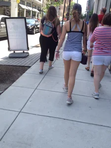 Philly girl with a nice ass in white shorts with vpl