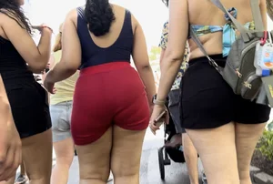 Waterpark Latina Donkey Butt Cheeks VPL swallows her Bathing Suit