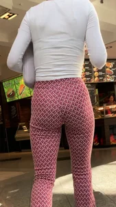 Hot university student in tight red leggings