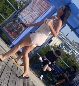 Pawg in sexy tan bodysuit on boardwalk(ALL OC)