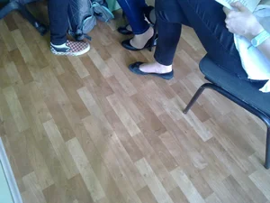 College Girl’s Feet in Flats Closeup