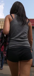 Hot Ass in Spandex Mini Shorts Closeup Creepshot