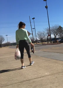 Sexy ass Target babe in grey Lulus with a nice ass