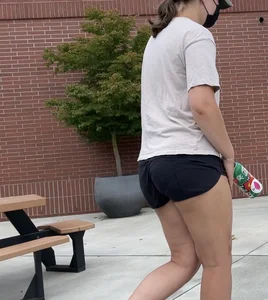 Thick college slut in shorts