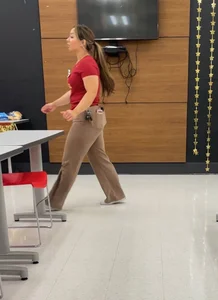 Thick target Asian baddie in tight jeans (bending over)