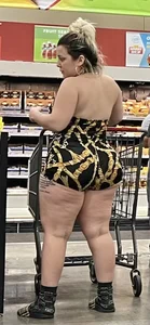 HOT Latina MILF showing off FAT ASS in revealing one-piece at grocery store