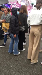 Cute teen ass at funfair