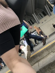 Spandex shorts candid girl