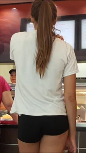 Volleyball teen in black short short spandex OC