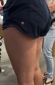 Cute blonde in lulu lemon shorts - amazing legs