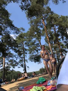 Candid Young Milf in a Swimsuit Nature Park Creepshots Series