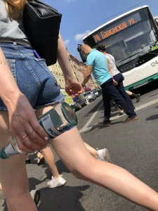 Group of Candid Girls in Mini Shorts With Amazing Legs Crossing a Street Creepshots Gallery