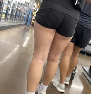 Cute college girl at Walmart in tight lulu shorts