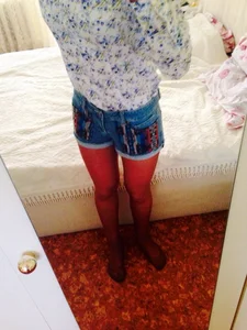 Selfies of gils' feet and legs