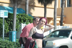 Sexy Florida beach bikini girls, some topless