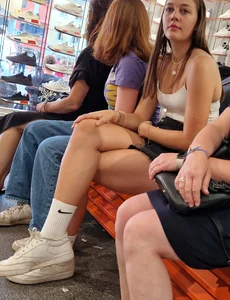 Hot Candid Girl in Fringed Black Shorts and a Top With Awesome Fit Legs Creepshots Gallery