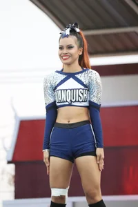 Bunch of athletic Thai cheerleaders at a competition