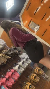 Hot thick employee in biker shorts