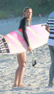 Hot surfer chicks out in the water