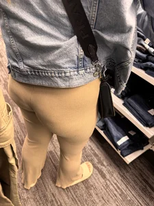 Hot Mom in Tan Ribbed Flares