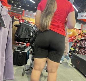 Thick Latina in black biker shorts (oc)