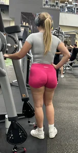 Stacked blonde college PAWG with pink shorts being eaten by ass