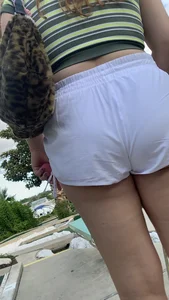 Ginger Latina In Cheeky White Shorts VPL (OC)