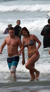 Sexy bikini babe with nice body in the water