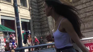 Small boobed teen with no bra showing her pokies full color version (part 2)