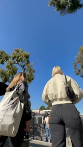 Beautiful fit Blonde in tight black jeans and visible panty Line *Busted* (Not OC)