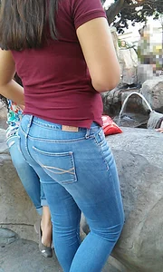 Nice Latina ass in tight jeans with vpl