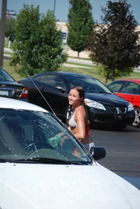 Various sexy girls at car washes in bikinis