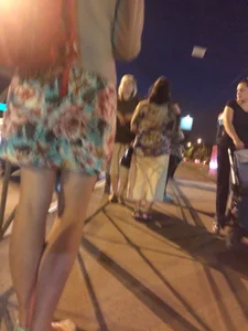 Cute Girl with Hot Skinny Legs Waiting for a Bus Street Creepshot
