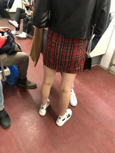 Hot slim legs in subway
