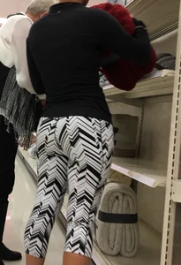 Black and white patterned leggings booty on cute girl at Target