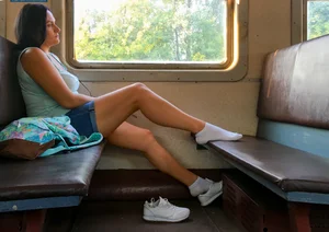 Hot Train Creepshot - Fit Sexy Legs in White Socks