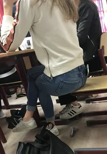 Gallery of Photos in College Classroom - Candid Girls in Jeans, Pantyhose and Skirts