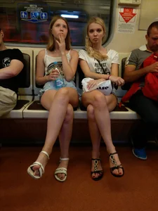 Hot Girls in Sandals Subway Train Creepshot - Busted