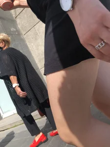 NIce candid girl wearing a skirt street closeups