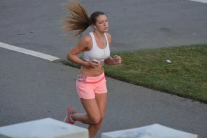 Candid track girls and runners